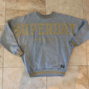 NWOT SUPERDRY Women Sweatshirt Grey and Gold